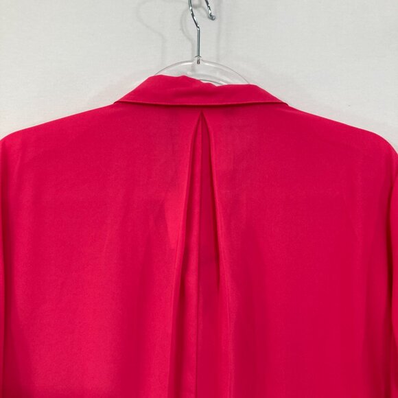 New Insight size XL Bright Pink Soft Flowy Long Sleeve Popover Blouse Office - Picture 9 of 10